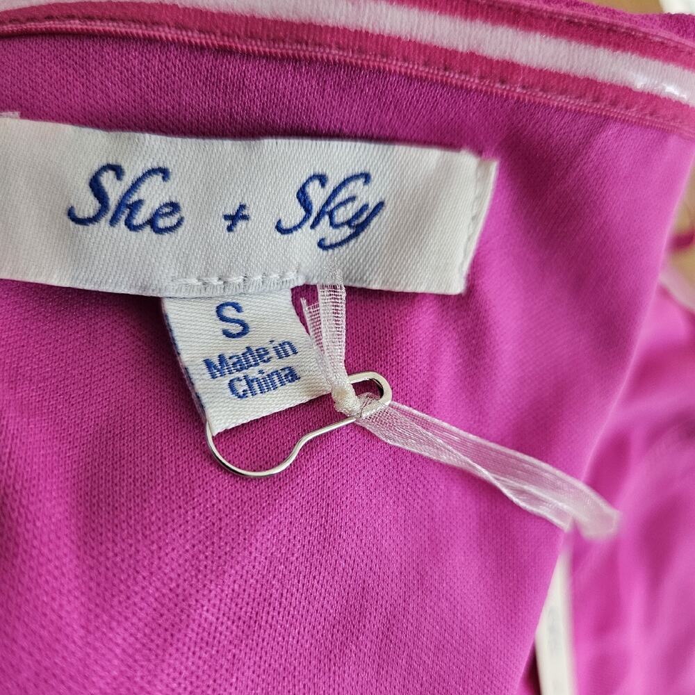 She + Sky Women’s Dress Sz. Small Hop Pink Strapless NWT Lined Barbie Worthy - Picture 6 of 10